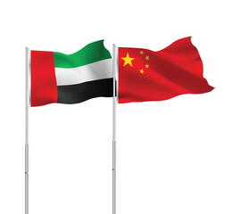 UAE,China flags together on pole