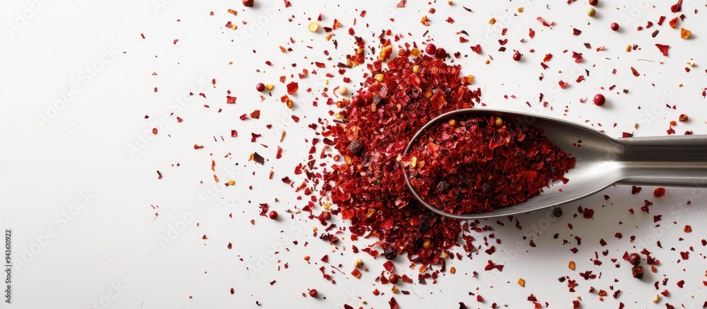Poster A scoop with crushed red pepper displayed in a copy space image