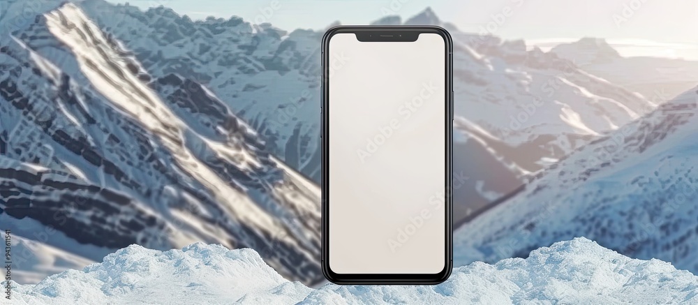 Fototapete Mountain scenery frames an empty screen mobile phone perfect for adding a design Copy space image captured