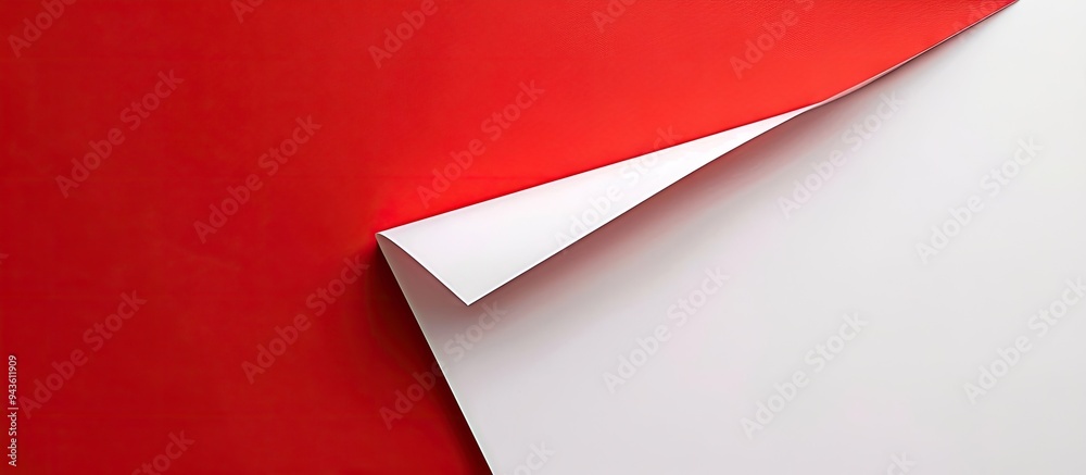 Fototapete white paper sheet above a red paper for your text or design with copy space image