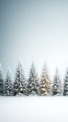 Obraz premium Enchanting Winter Forest: Multiple Christmas Trees in a Snowy Wonderland