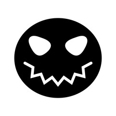 An illustration showing a scary pumpkin icon on a white background. For Halloween