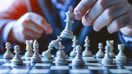 strategic business decision-making concept with chessboard game
