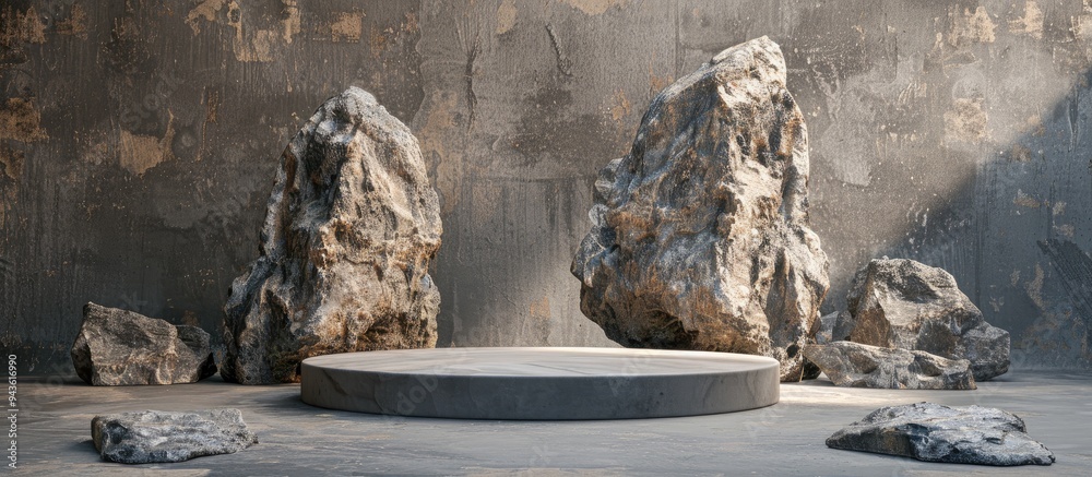 Aufkleber Backdrop featuring a podium with natural stone elements ideal for copy space image