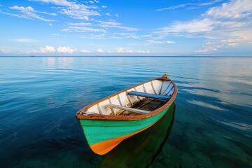 Naklejka premium Calm seas with light breezes and scattered clouds, perfect for boating, weather conditions, calm and clear