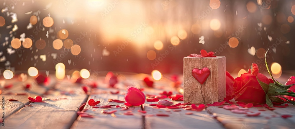 Leinwandbilder valentine s day themed wooden block calendar with a greeting card template and a section for text or