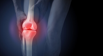 Joint pain, Arthritis and tendon problems. a man suffering from knee pain.