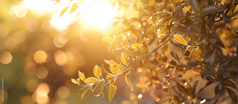 Aufkleber Blurry background of a tree s branches and the morning sun ideal for use as a copy space image