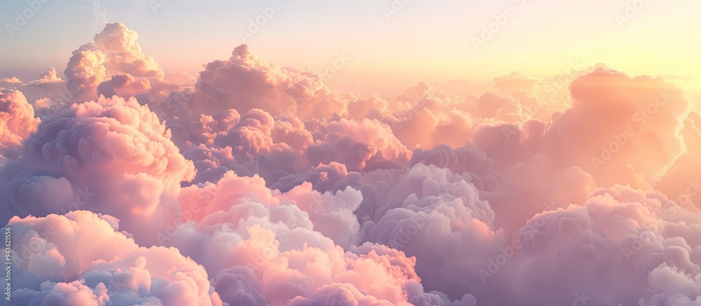 Aufkleber scenic clouds in the sky during twilight with beautiful colors and copy space image
