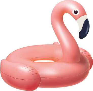 Realistic flamingo Swim ring on background Inflatable rubber toy for water, shape inflatable swimming pool ring, tube, float isolated.3D vector Mesh gradient wes.