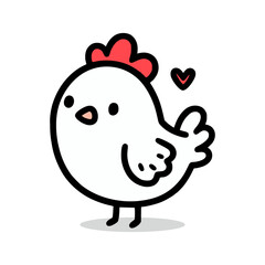 cartoon cute chicken doodle hand drawn vector illustration template design