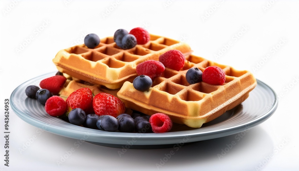 Wall mural breakfast plate with waffles and berries