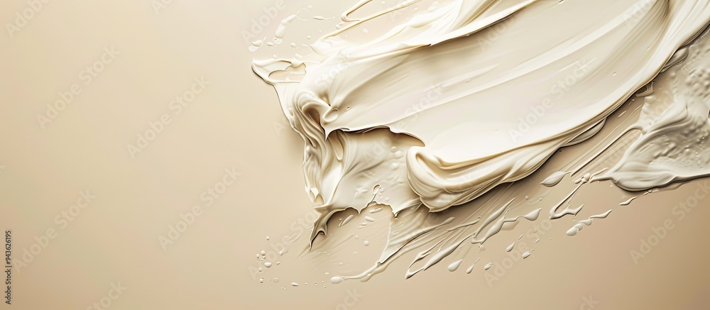 Poster skin care product with a creamy texture smudged elegantly on a beige backdrop with copy space image