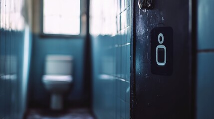 Naklejka premium Toilet sign on restroom door
