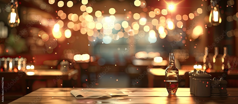 Poster eateries featuring cozy ambiance lighting along with a blurred abstract backdrop providing an ideal 