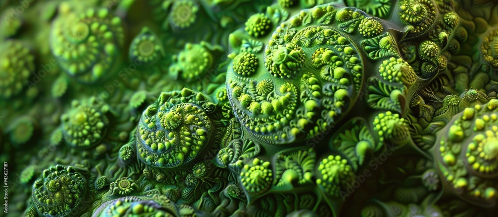 Poster Fractal Romanesco featuring intricate patterns suitable for a copy space image