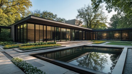 Modern House with a Reflection Pool