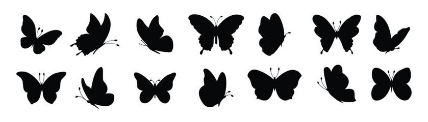 butterflies Flying silhouette black set, Flaying butterflies vector collection isolated on white background. Use for graphic design, web and mobile app.