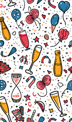New Year and Christmas 2d cartoon or graphic advertising background, Seamless pattern