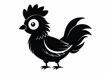Silkie chicken kawaii silhouette vector B.eps