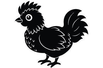 Silkie chicken kawaii silhouette vector E.eps