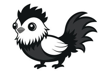 Silkie chicken kawaii silhouette vector K .eps