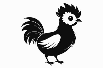 Silkie chicken kawaii silhouette vector L.eps