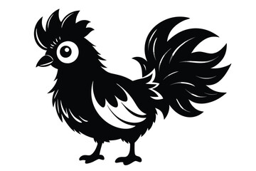Silkie chicken kawaii silhouette vector M.eps