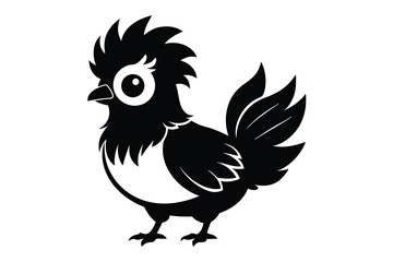 Silkie chicken kawaii silhouette vector P.eps