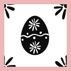Black and White Happy Easter Linocut Seamless Pattern