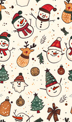 New Year and Christmas 2d cartoon or graphic advertising background, Seamless pattern