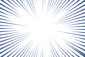 Fototapeta premium Blue radial comics style lines isolated on white background. speed abstract. Vector illustration
