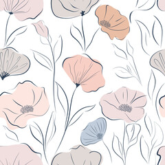 Beautiful seamless pattern vector with flowers. Floral background. Pattern for fashion, fabric and all prints on white background