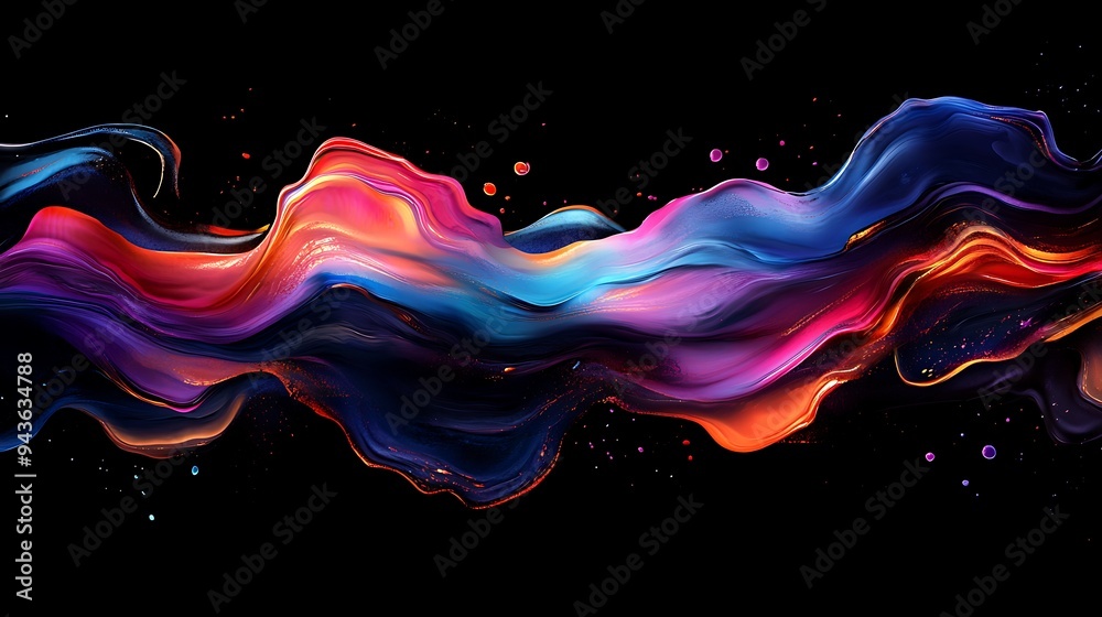 Poster Abstract Digital Wave of Vivid Colors