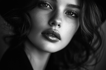 Fototapeta premium Elegant black and white portrait of a woman