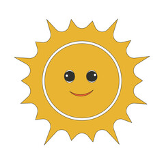 Sun in groovy style on isolated background.Retro element.Vector.