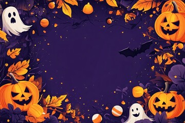 Spooky Halloween Wallpaper with Friendly Ghosts and Jack-o'-Lanterns - Haloween wallpaper