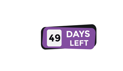 49 days left Countdown number banner templates. time icon. Vector Illustration 