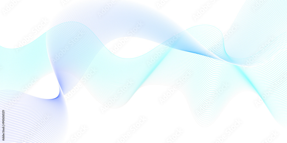 Wall mural abstract blue blend curve flow vector stripe digital technology isolated geometric futuristic wave d