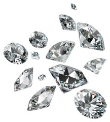 PNG Sparkling diamonds on white background