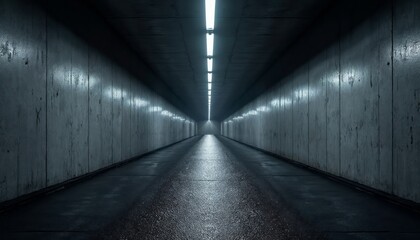 Industrial Underground Passageway Illuminated by LED Lights