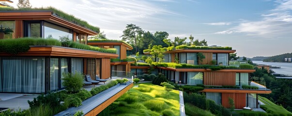 Obraz premium Eco Friendly Resort with Sustainable Architecture and Responsible Tourism Amenities