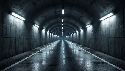 Industrial Underground Passageway Illuminated by LED Lights