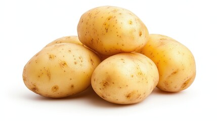 A pile of potatoes with a white background