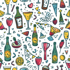 New Year and Christmas 2d cartoon or graphic advertising background, Seamless pattern