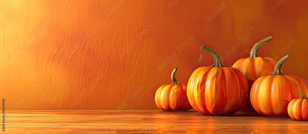 Aufkleber pumpkins displayed with vibrant colors providing a cheerful backdrop for copy space image