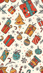 New Year and Christmas 2d cartoon or graphic advertising background, Seamless pattern