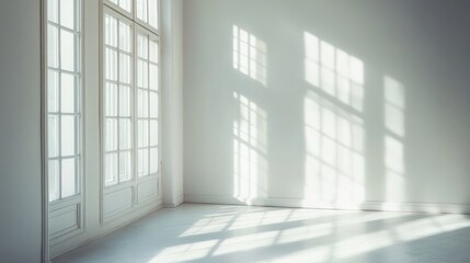 Sunlight Streaming Through Windows in a White Room