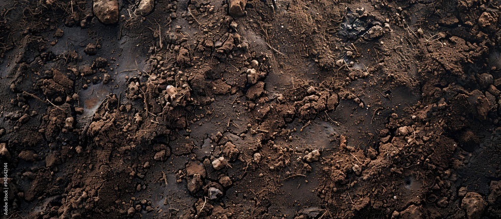 Poster aerial view of rich soil texture serves as a nature inspired background ideal for a copy space image