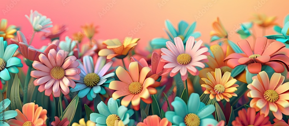 Poster a cheerful birthday floral backdrop 02 with copy space image